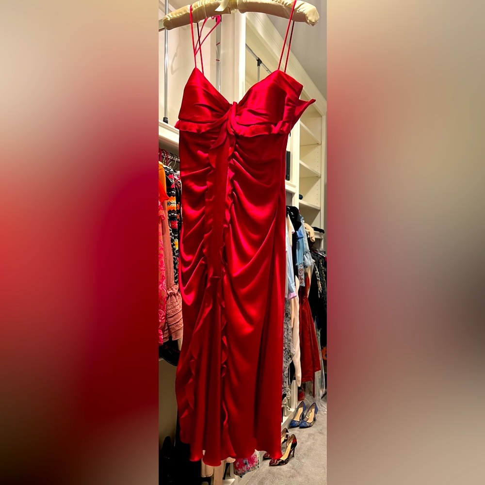 Red satin dress with padding at chest area